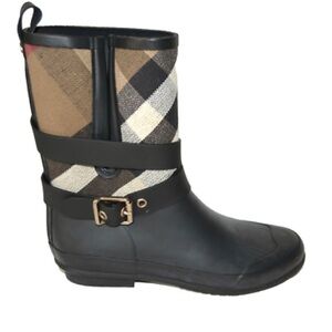Burberry Holloway Checked Plaid Rain Boots